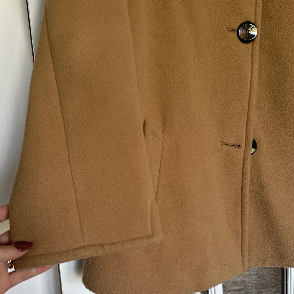 JM Collection Tan Pea Coat - Picture 3 of 4